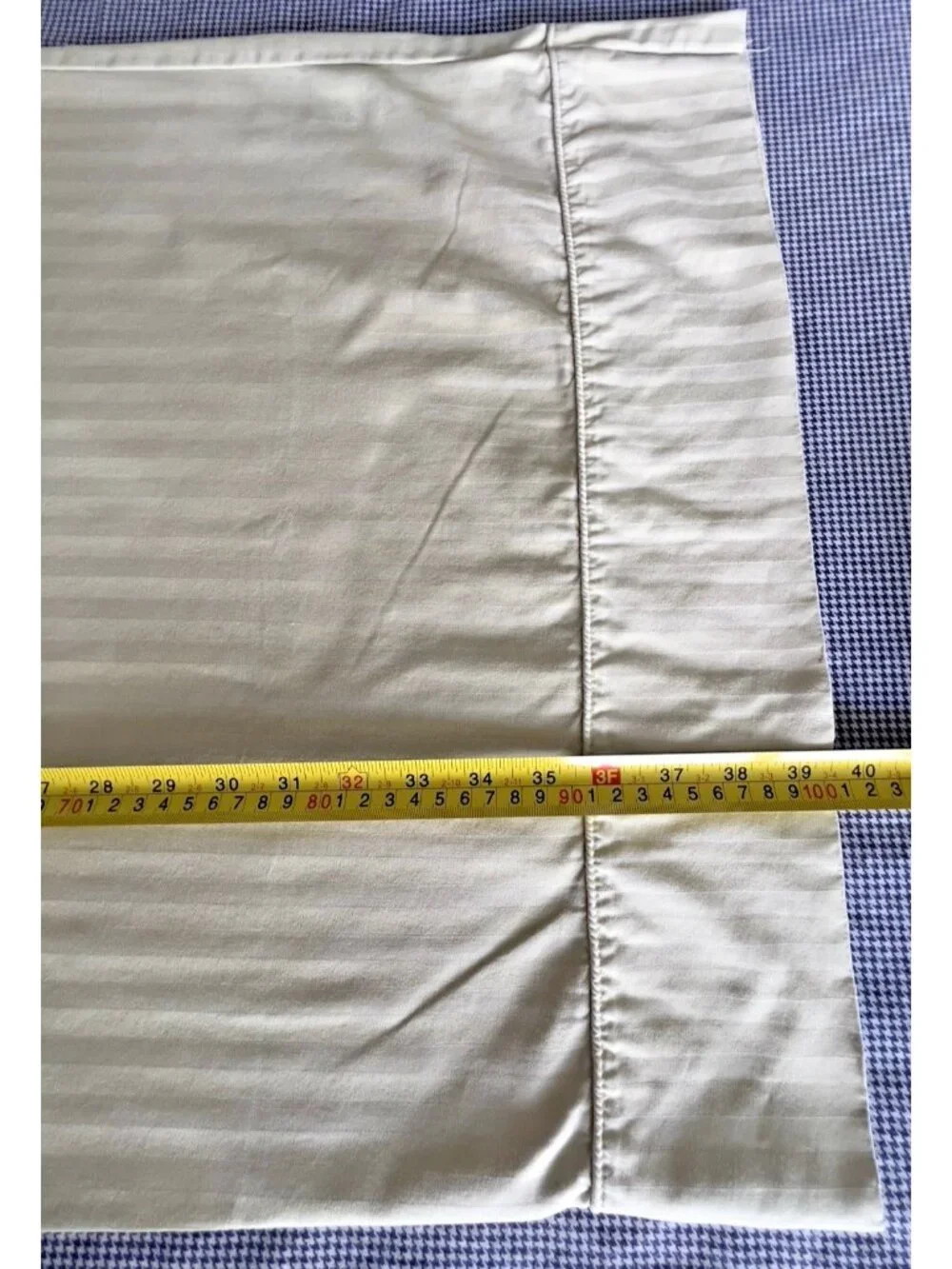 Pair KING Pillowcases 100% Egyptian Cotton Beige Jacquard Stripe Bedding Luxury